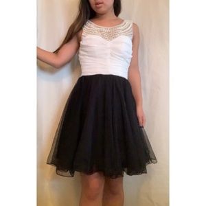 Black and white semi formal dress